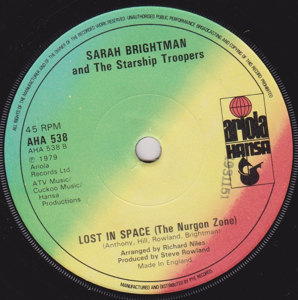 Sarah Brightman And The Starship Troopers – The Adventures Of The Love Crusader 7" vinyl single VG/-