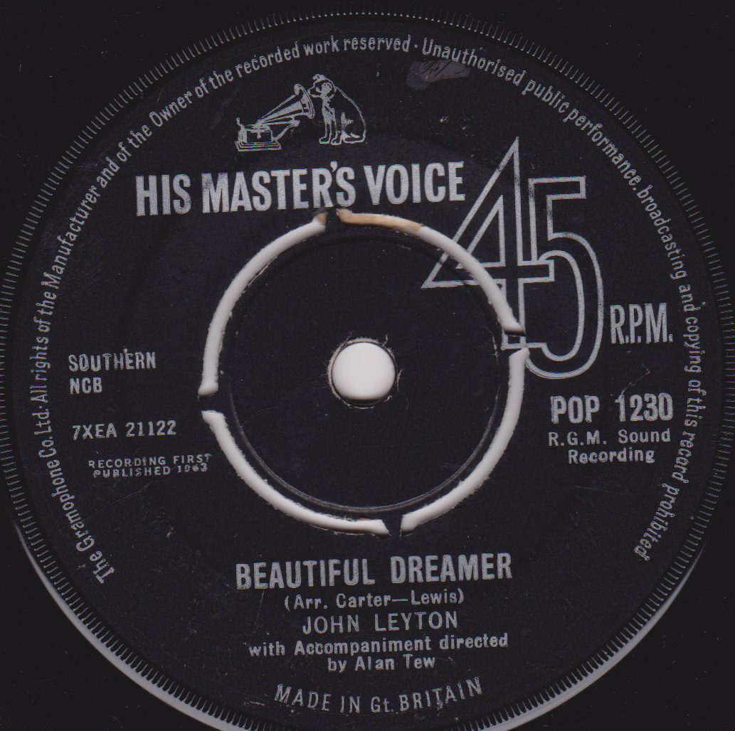 John Leyton - Beautiful Dreamer (HMV 1963) 7" vinyl single VG/-