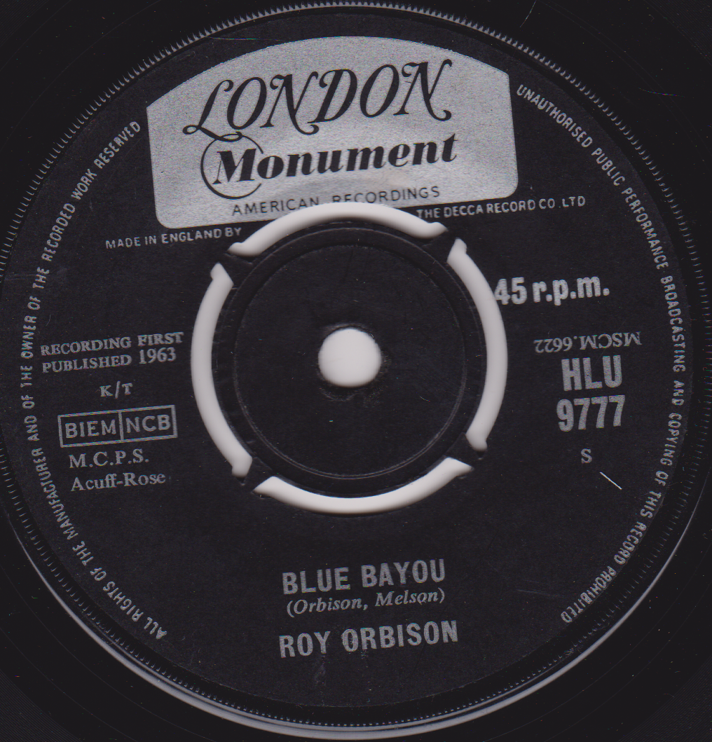 Roy Orbison - Blue Bayou (London 1963) 7" vinyl single VG/-