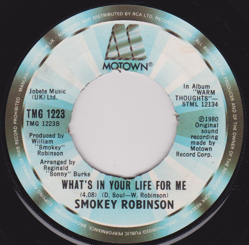 Smokey Robinson – Being With You (Motown 1981) 7" vinyl single G+/- jukebox