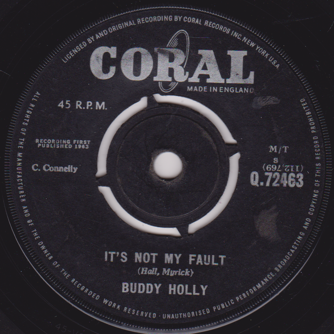 Buddy Holly – Bo Diddley (Coral 1963) 7" vinyl single G+/-