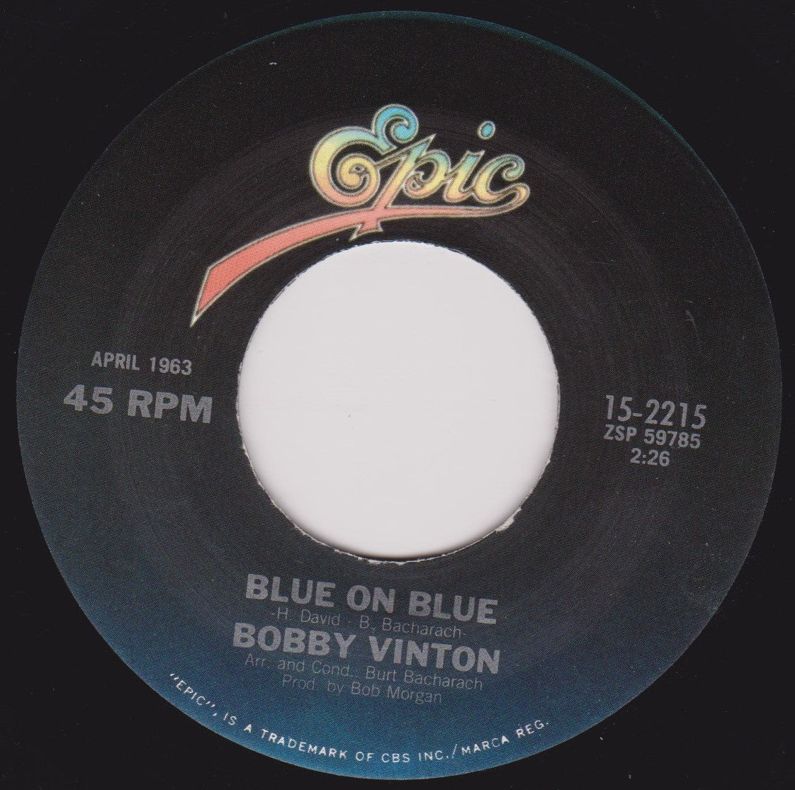 Bobby Vinton - Blue Velvet / Blue On Blue 7” vinyl US single VG/- jukebox