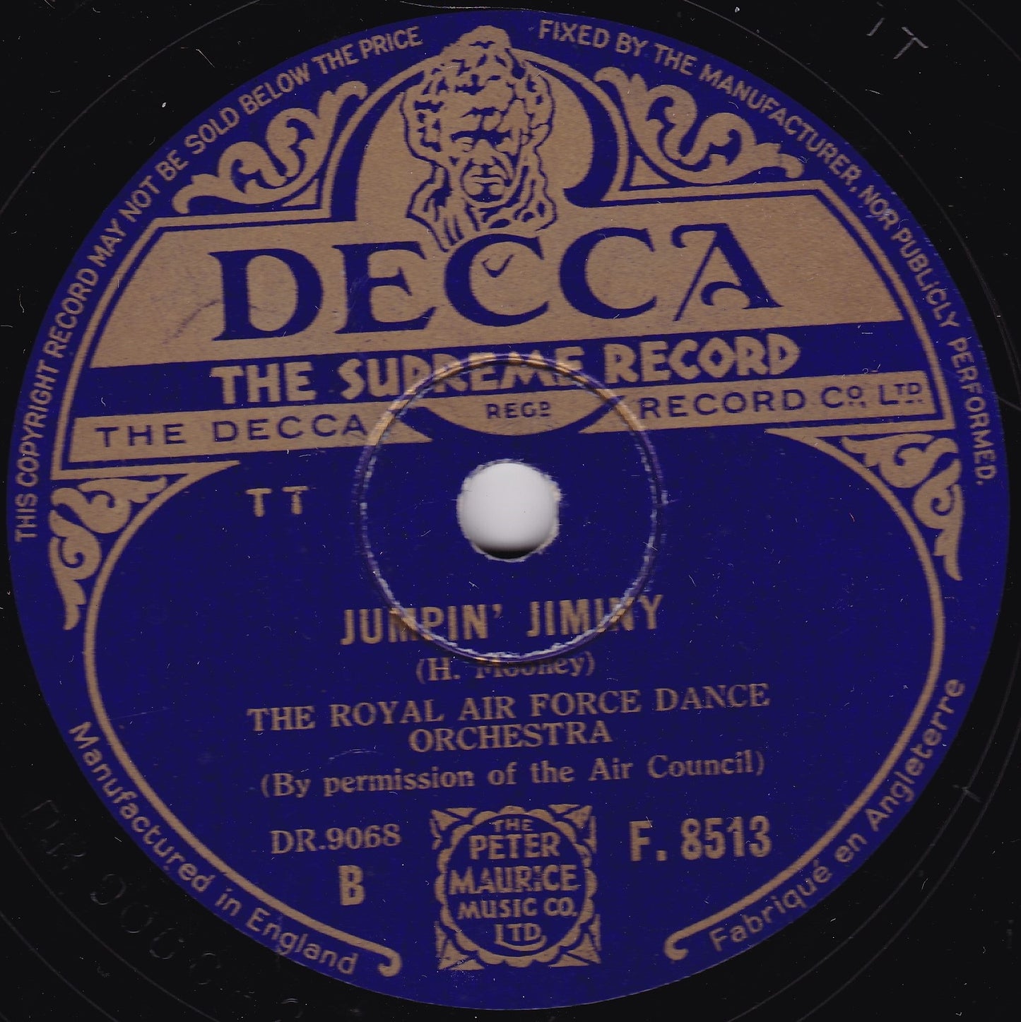 Royal Air Force Dance Orchestra – Boston Bounce (Decca) 10" shellac VG/-