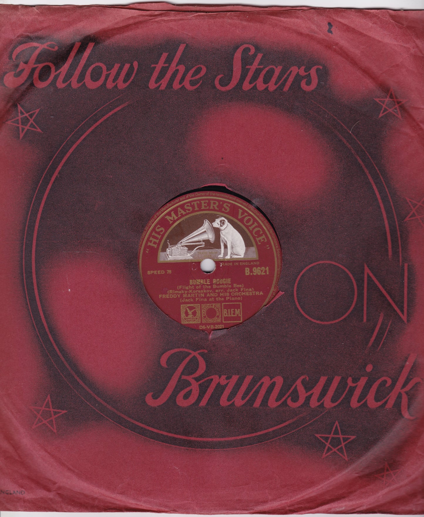 Freddy Martin And His Orchestra – Bumble Boogie (HMV) 10" shellac VG/-