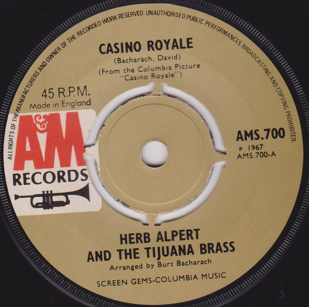 Herb Alpert And The Tijuana Brass – Casino Royale (A&M 1967) 7" vinyl single VG/-