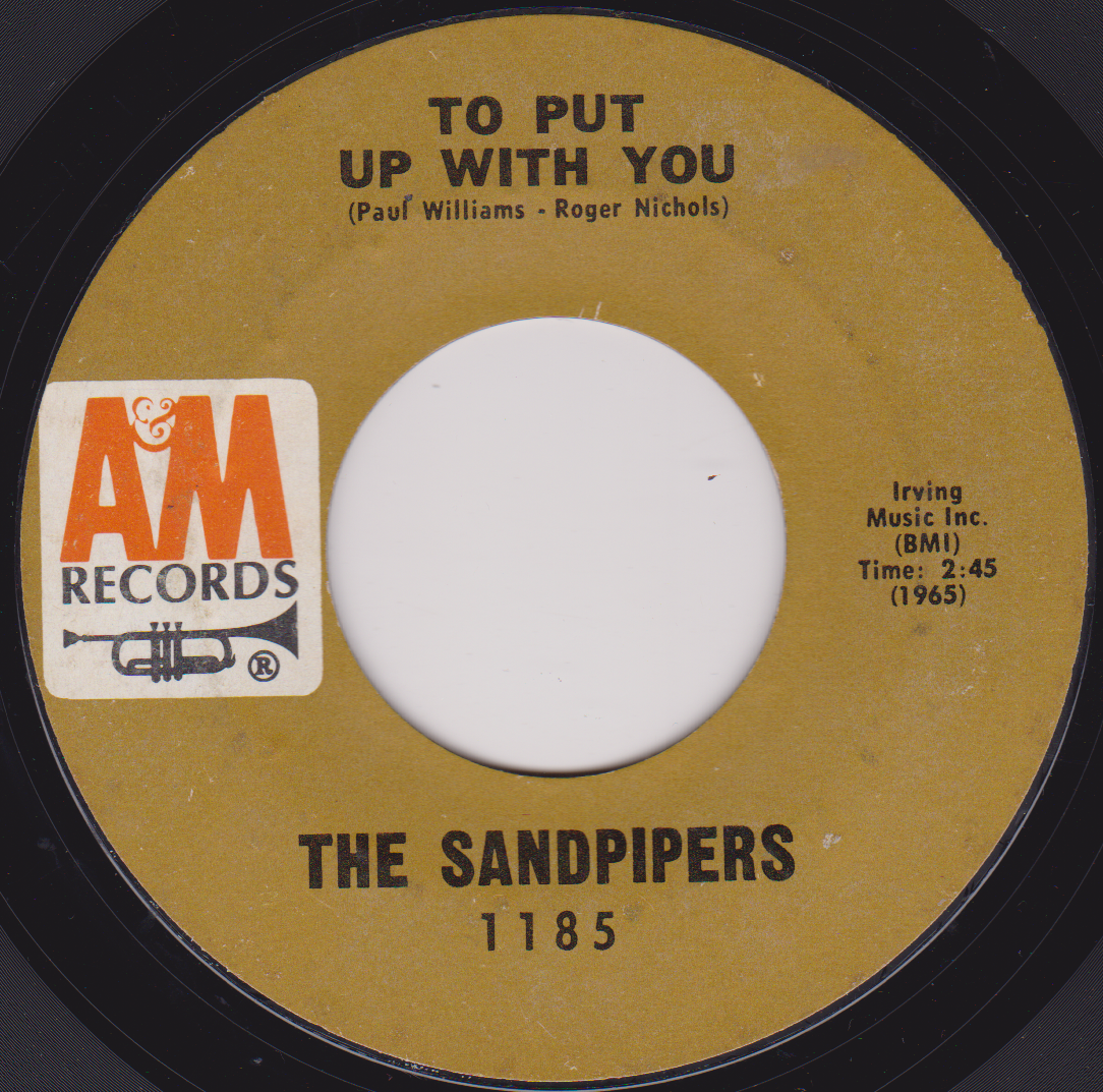 The Sandpipers - Come Saturday Morning (A&M 1970) 7" vinyl US single VG/- jukebox centre