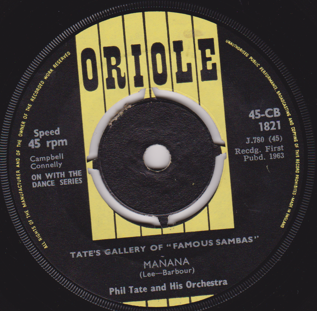 Phil Tate & His Orchestra – Choo Choo Samba / Manana (Oriole) 7" vinyl single VG/-
