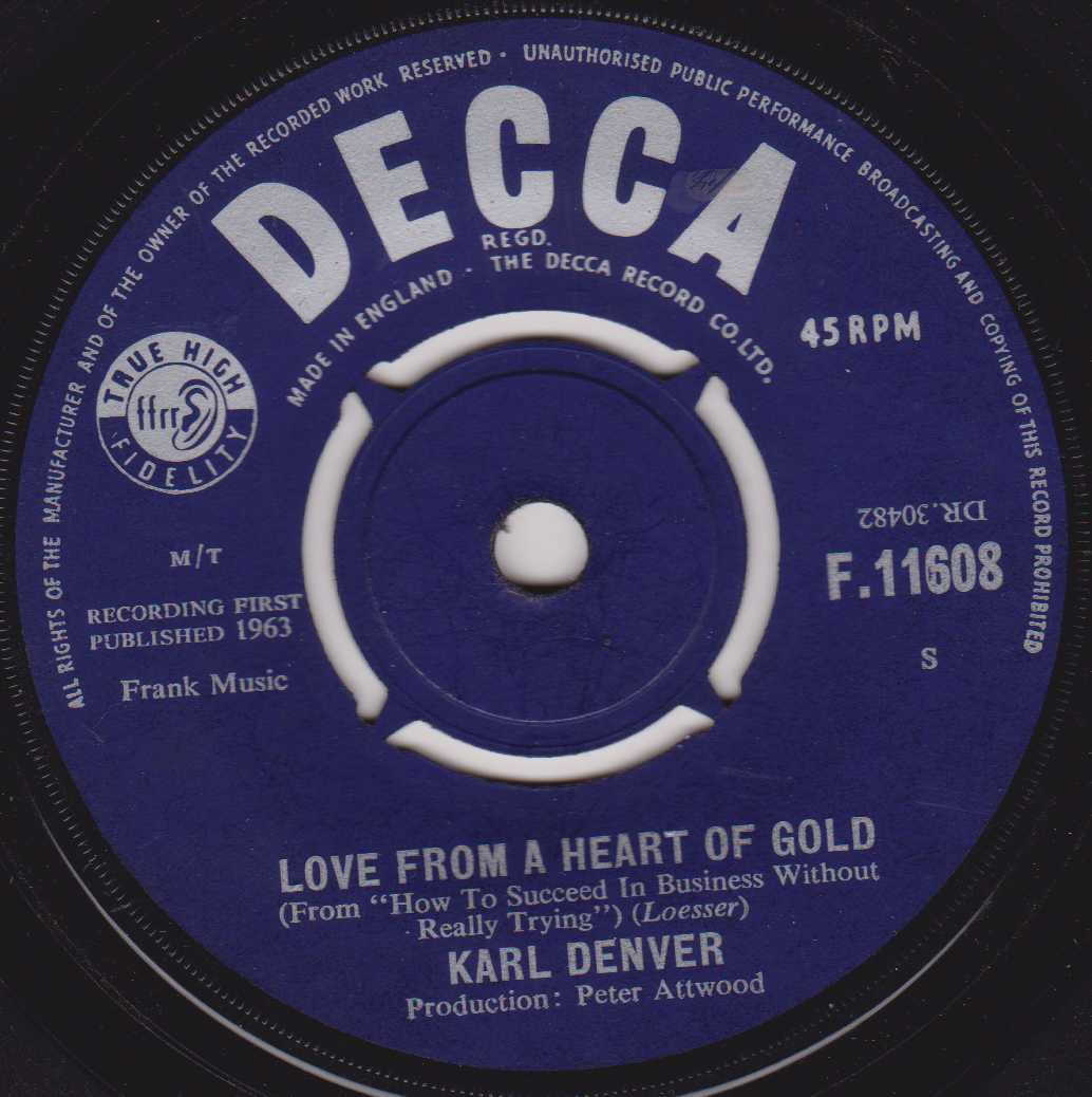 Karl Denver – Can You Forgive Me (Decca 1963) 7" vinyl single VG/-