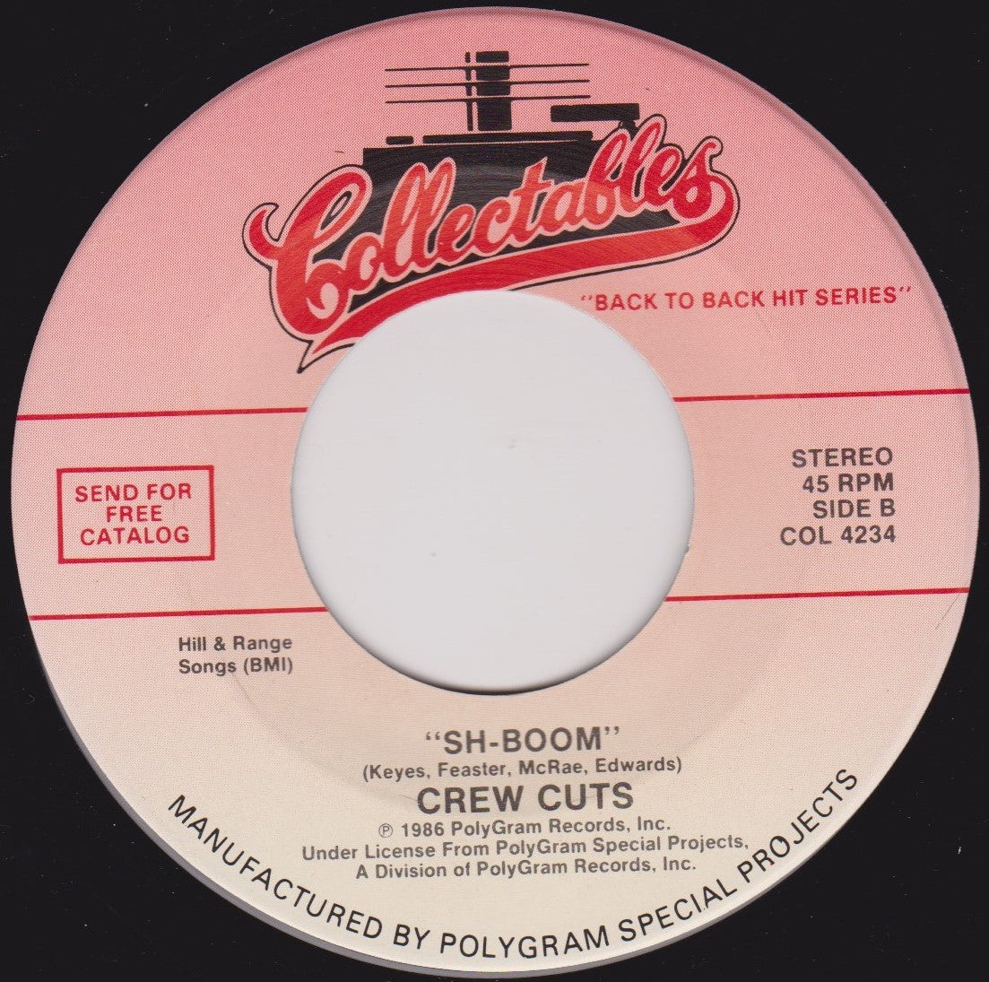 Big Bopper / Crew Cuts – Chantilly Lace / Sh-Boom (Collectables) 7" vinyl single US VG/- jukebox