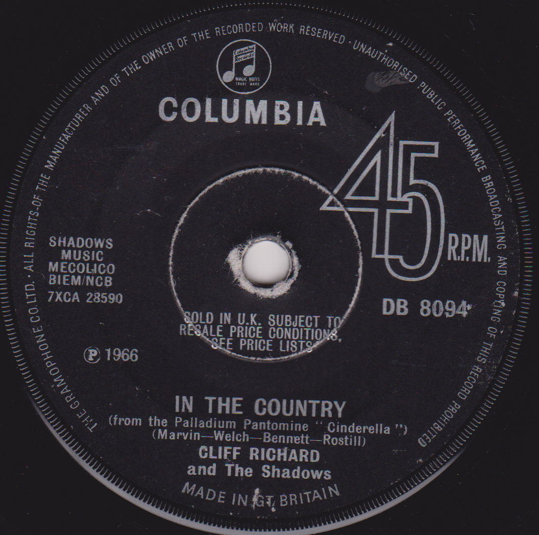 Columbia 45 RPM record label with text and music notes