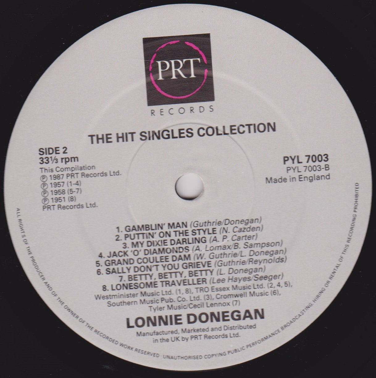 Lonnie Donegan – The Hit Singles Collection (PRT 1987) 2x12" vinyl LP VG/VG