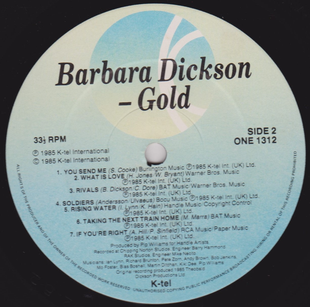 Barbara Dickson - Gold (K-Tel 1985) 12" vinyl LP VG/VG