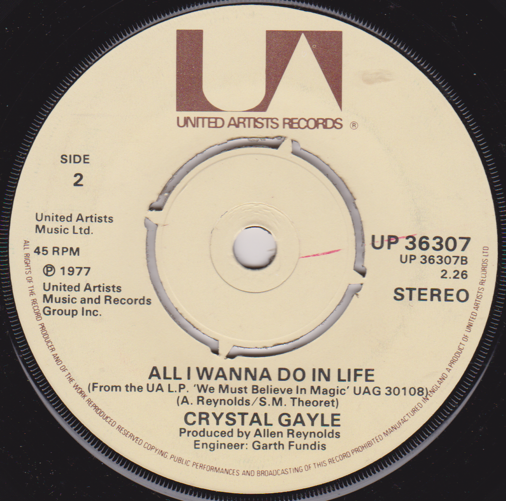 Record label from United Artists Records with text and branding