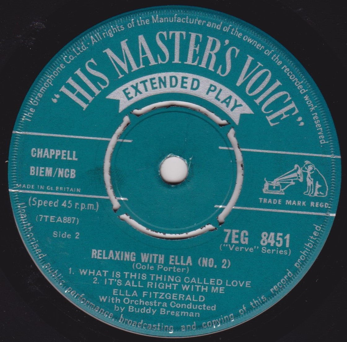 Ella Fitzgerald – Relaxing With Ella (No. 2) (HMV 1959) 7" vinyl EP VG/-