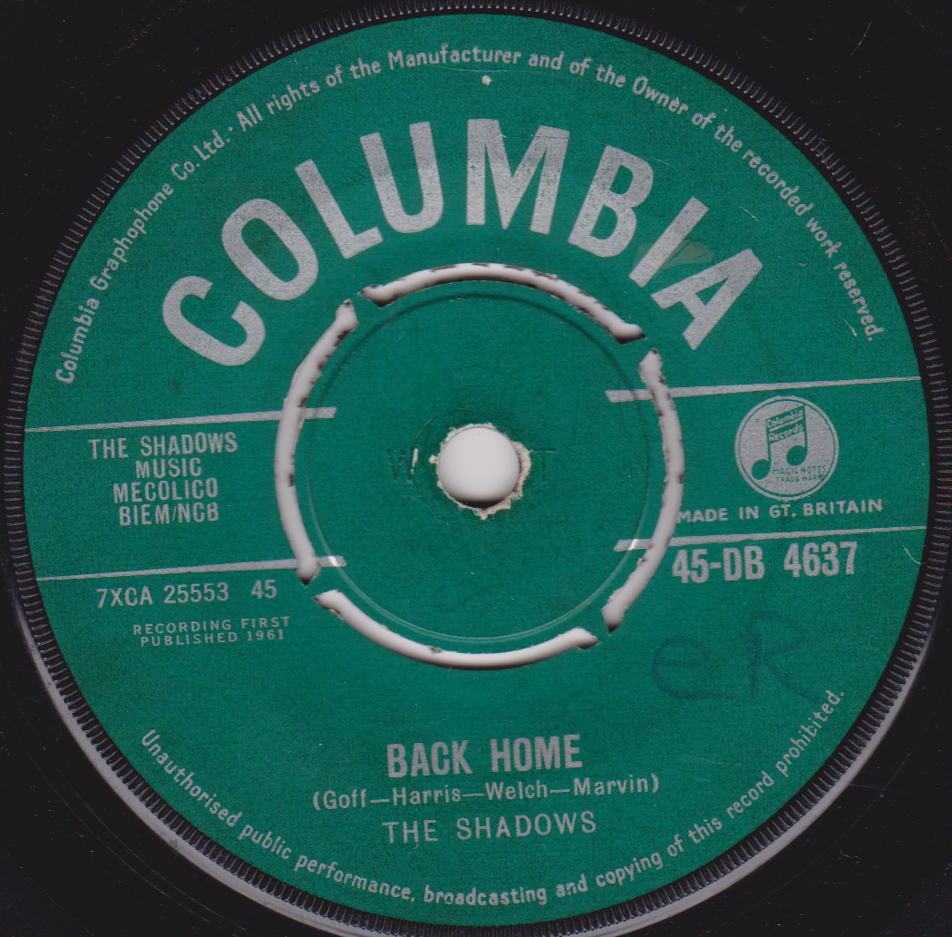 The Shadows - The Frightened City (Columbia 1961) 7" vinyl single VG/-