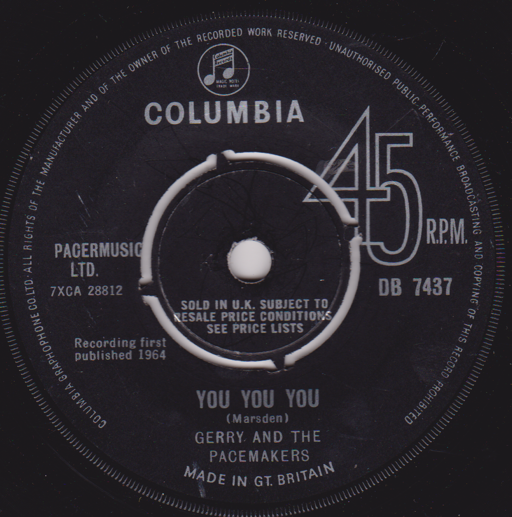 Columbia 45 RPM record label with text and music notes