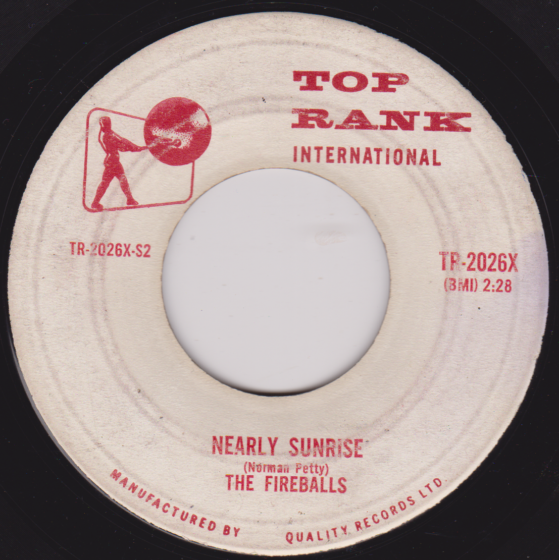 The Fireballs – Bulldog (Top Rank 1959) 7" vinyl single G+/- Canada jukebox centre