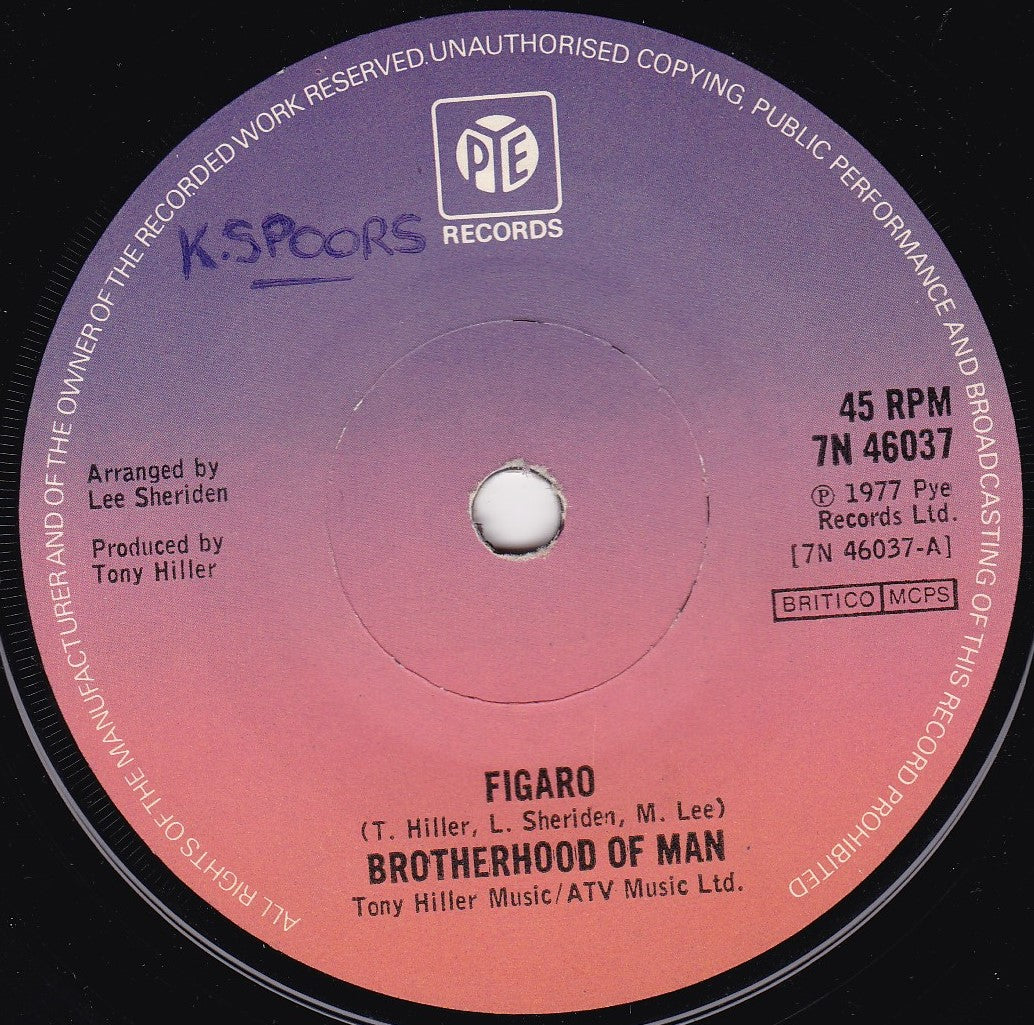Brotherhood Of Man – Figaro (Pye 1977) 7" vinyl single VG/-