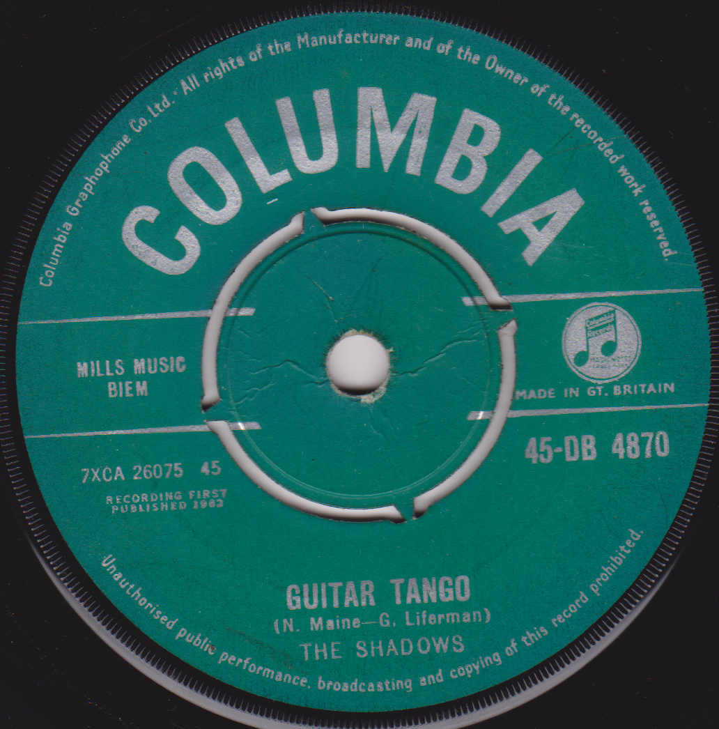 The Shadows - Guitar Tango (Columbia 1962) 7" vinyl single VG/-