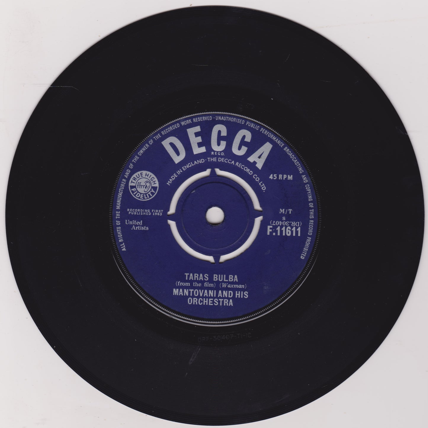 Mantovani And His Orchestra - A Girl Named Tamiko (Decca 1963) 7" vinyl single VG/-