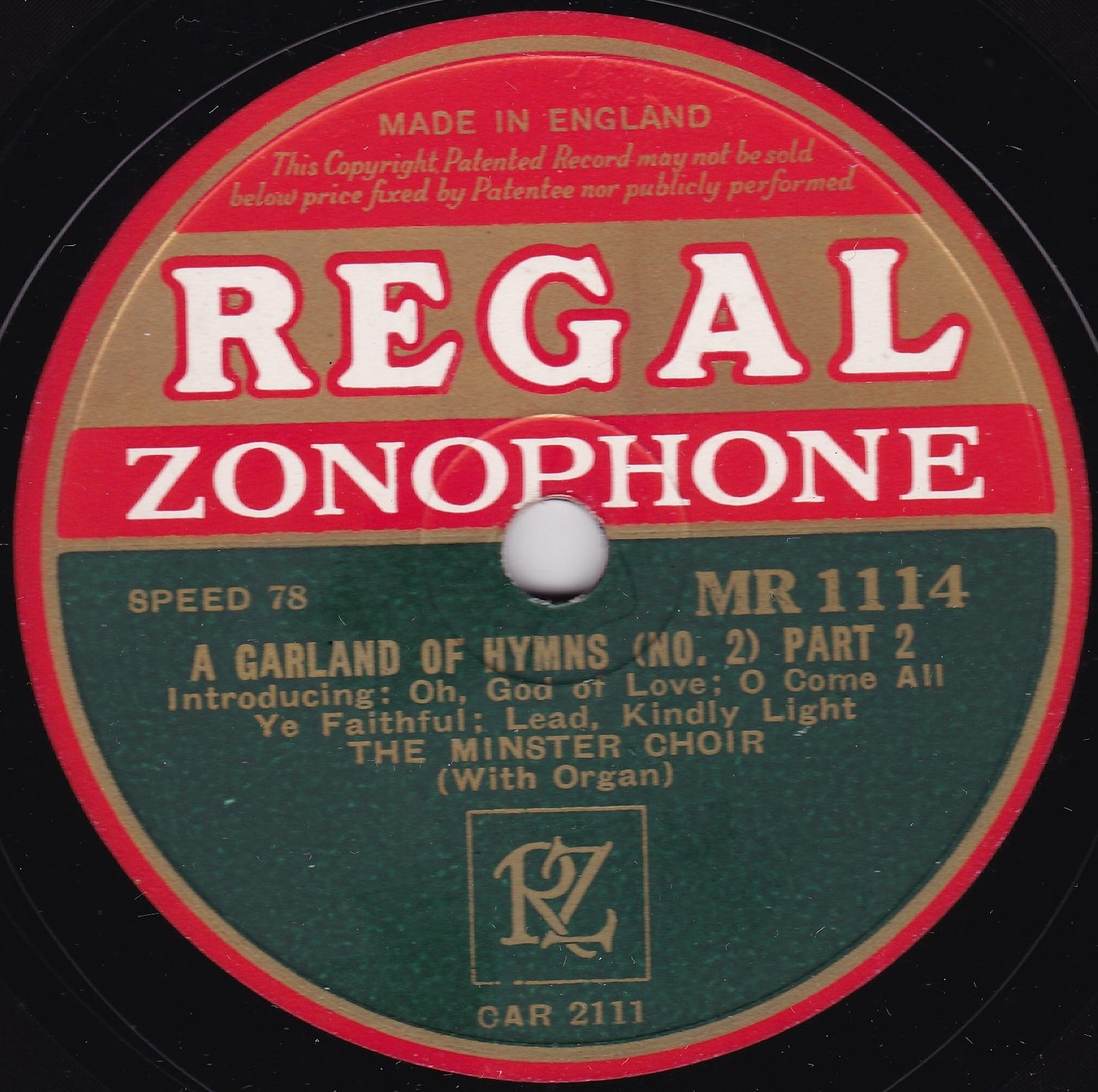The Minster Choir – Garland Of Hymns (No. 2) (Regal 1933) 10" shellac VG/-