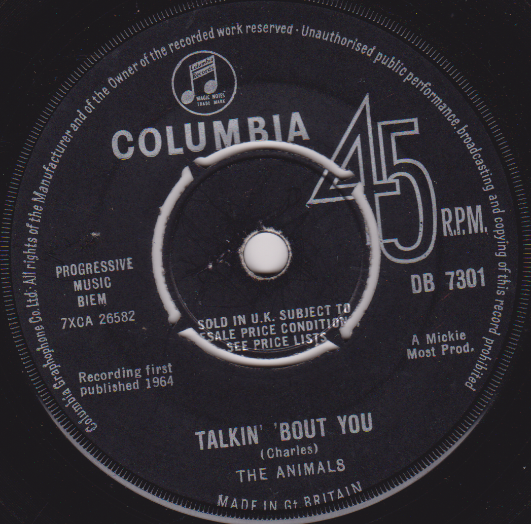 The Animals – The House Of The Rising Sun (Columbia) 7" vinyl single VG/-