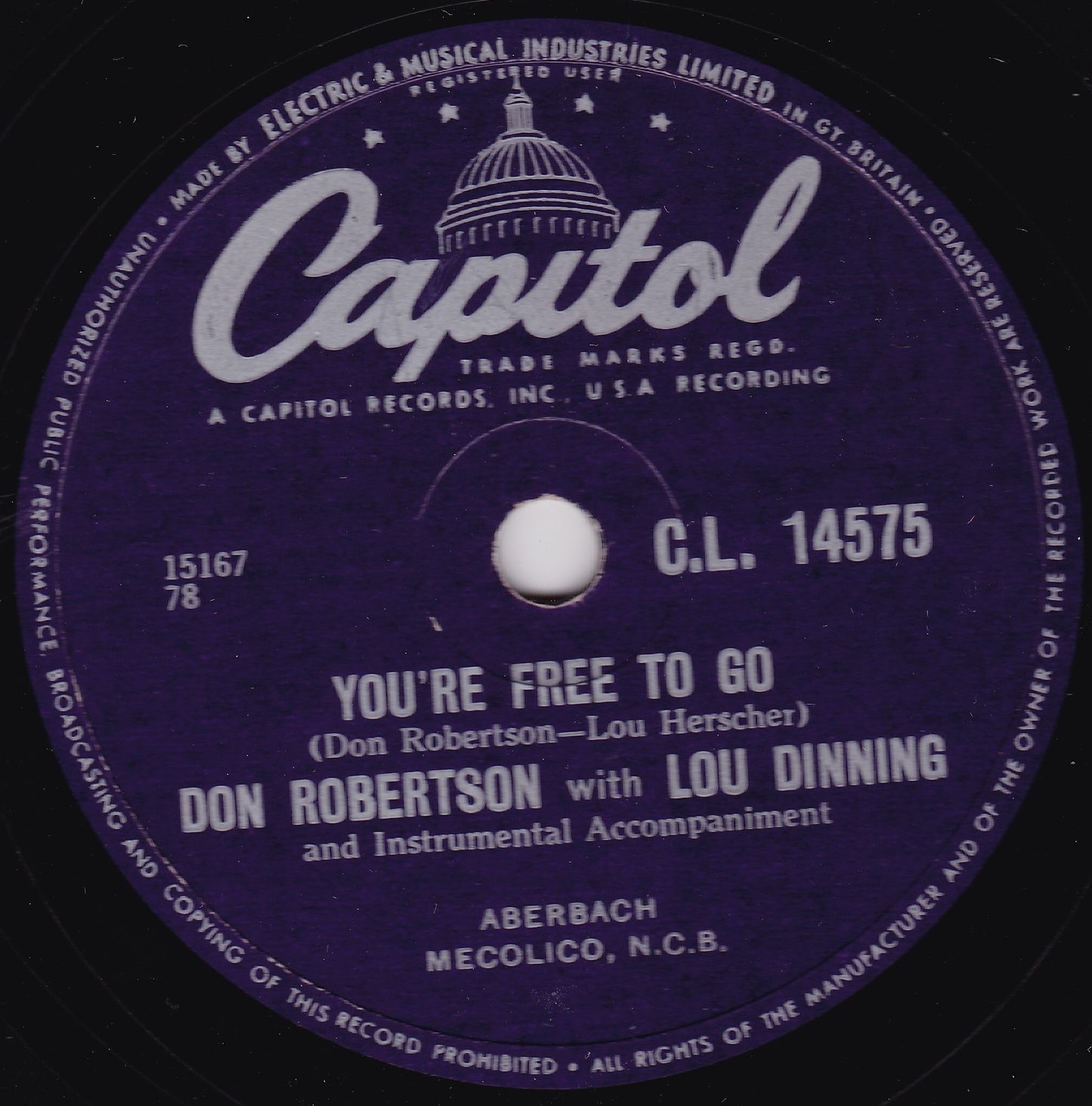 Don Robertson – The Happy Whistler (Capitol 1956) 10" shellac VG/-
