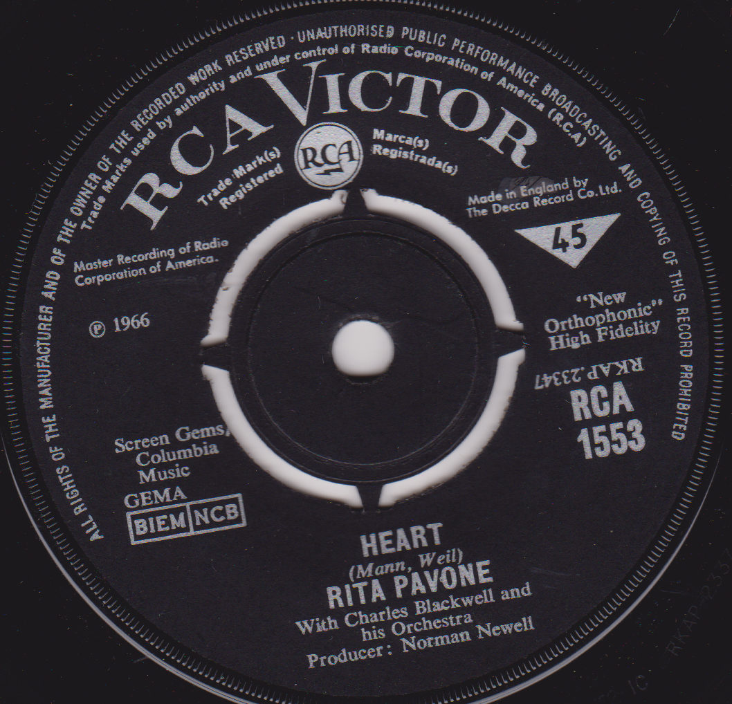 Rita Pavone – Heart (RCA 1966) 7" vinyl single VG/-