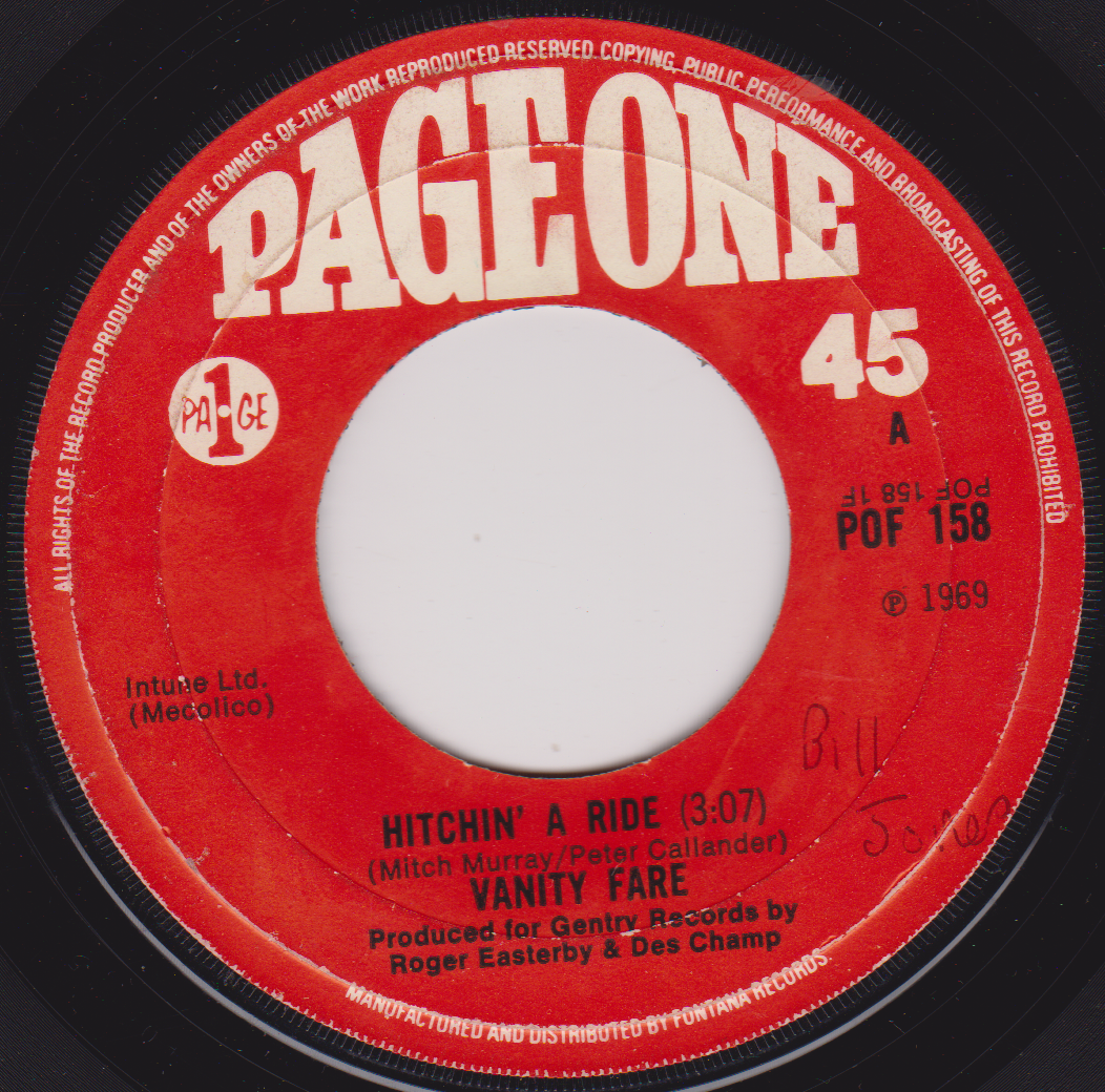 Vanity Fare - Hitchin' A Ride (Page One 1969) 7" vinyl single G+/- jukebox