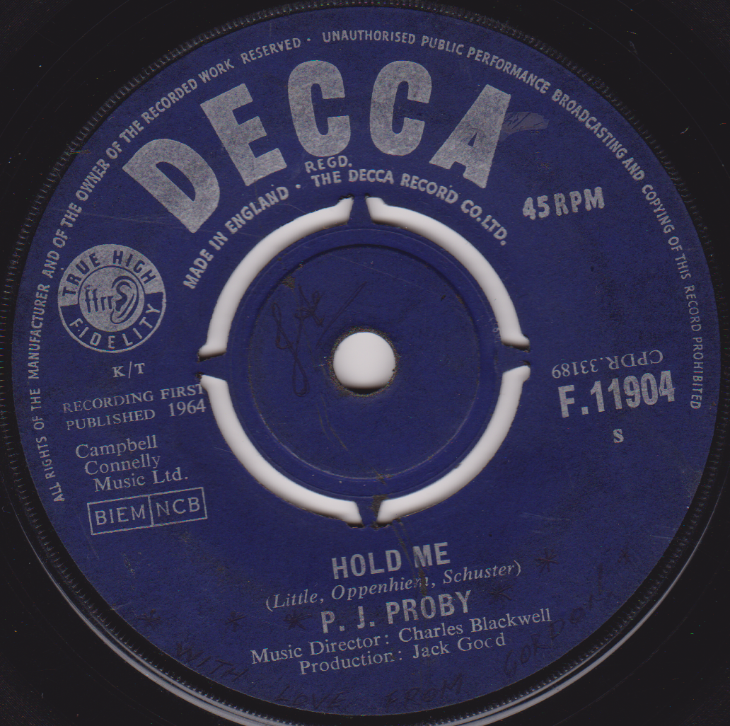 P.J. Proby – Hold Me (Decca 1964) 7" vinyl single G+/-