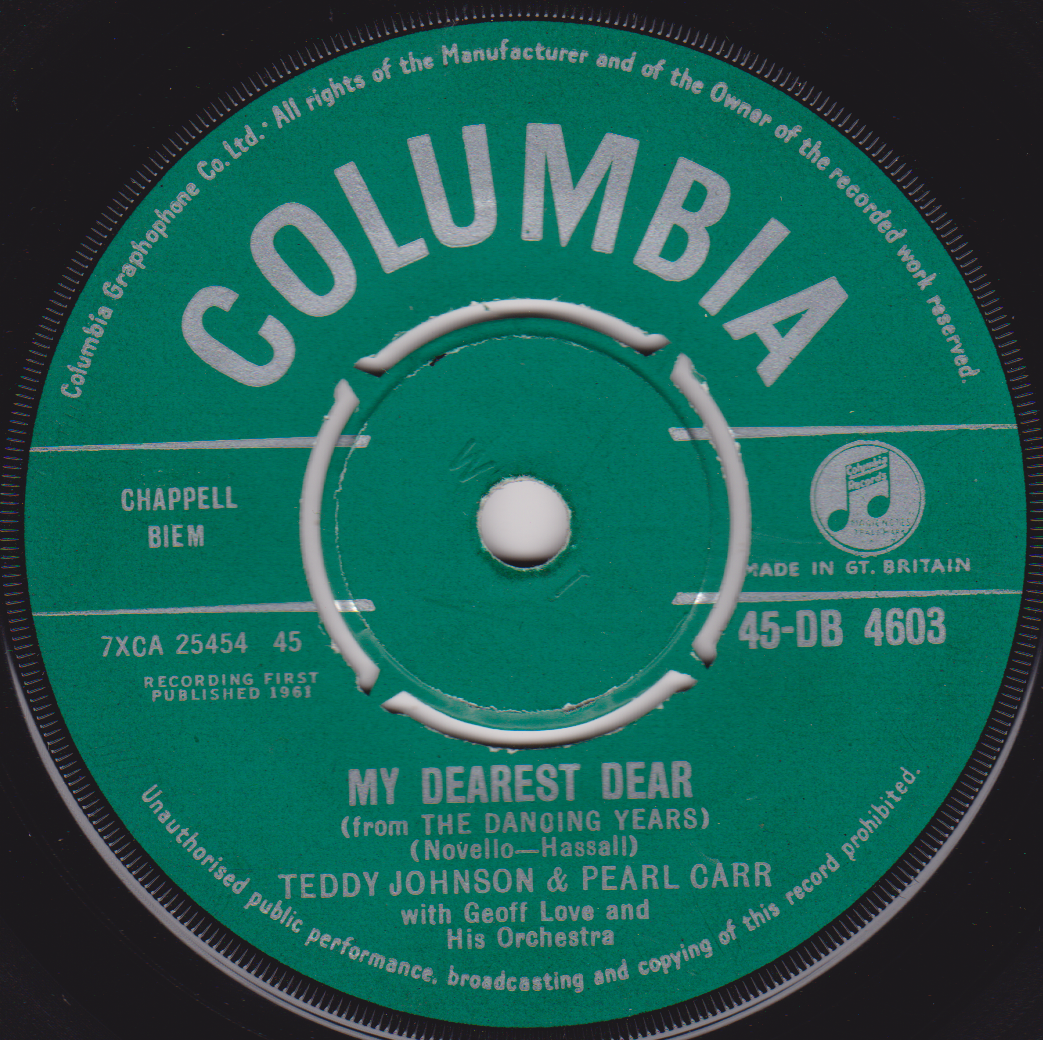 Teddy Johnson & Pearl Carr – How Wonderful To Know (Columbia 1961) 7" vinyl single VG/-