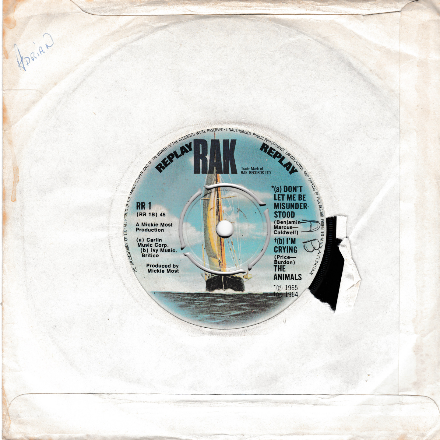 Record label with 'Rak' branding on a white background