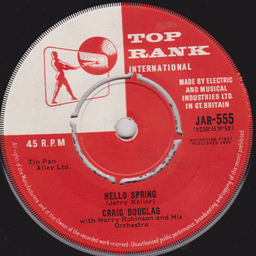 Craig Douglas – A Hundred Pounds Of Clay (Top Rank 1961) 7" vinyl single VG/-