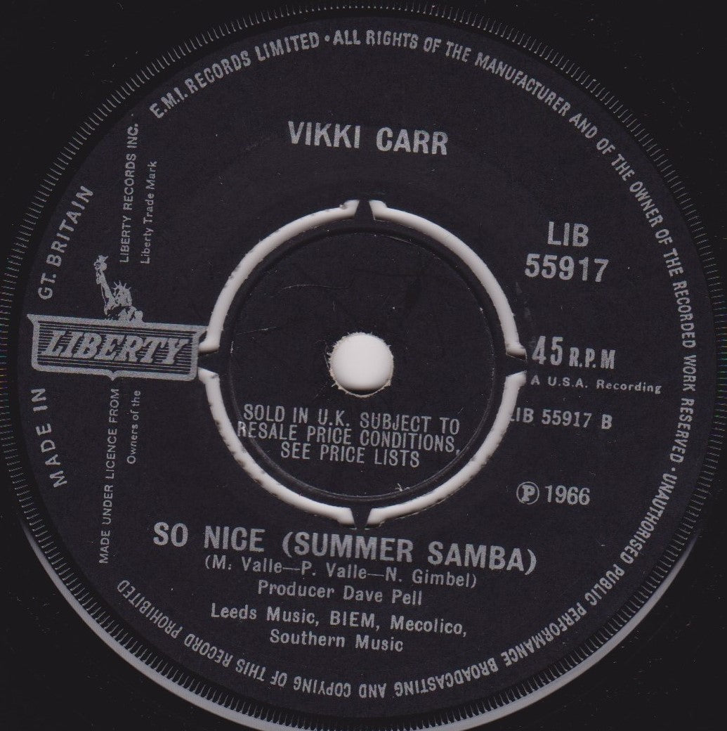 Vikki Carr – It Must Be Him (Seul Sur Son E Toile) (Liberty 1967) 7" vinyl single VG/-