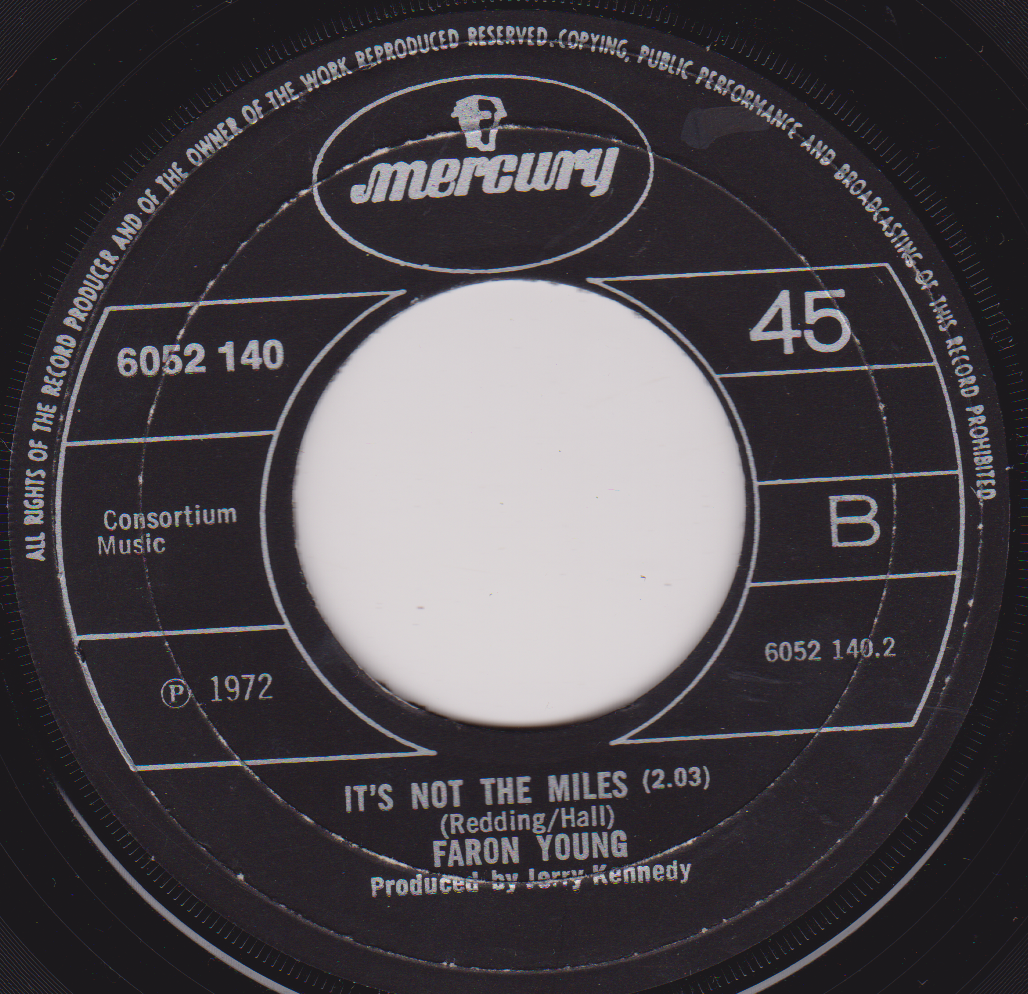 Faron Young – It's Four In The Morning (Mercury 1972) 7" vinyl single VG- jukebox centre