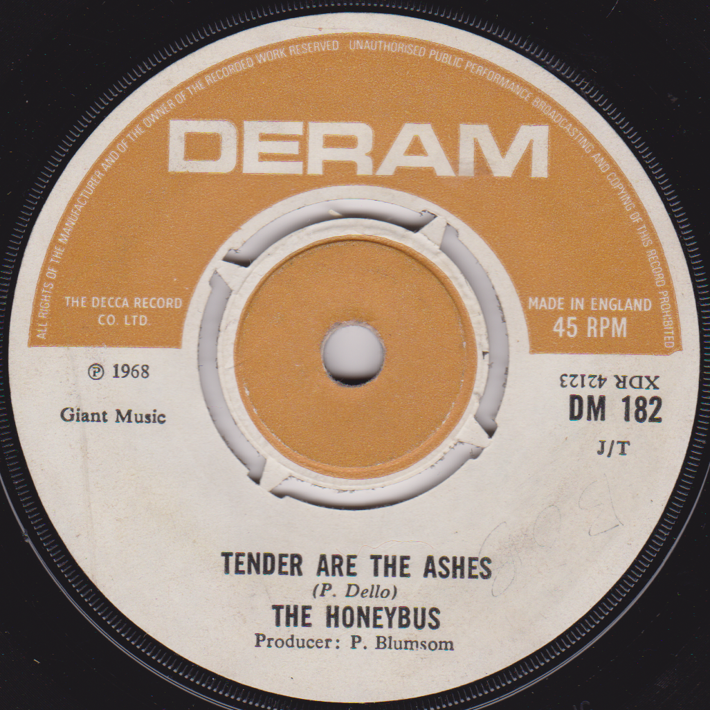 Record label for 'Tender Are The Ashes' by The Honeybus with DERAM branding.
