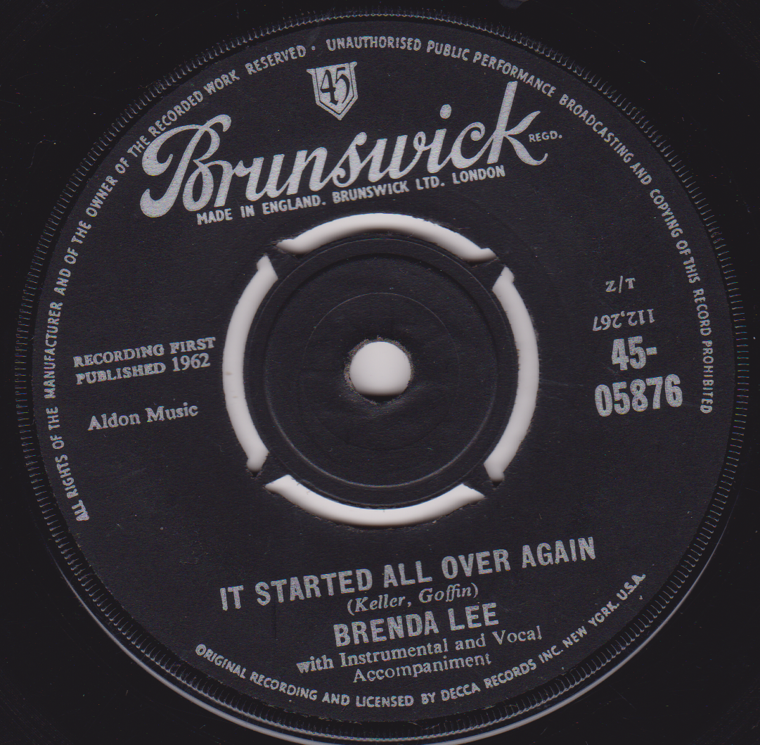 Brenda Lee – It Started All Over Again (Brunswick 1962) 7" vinyl single G+/-