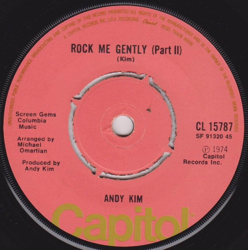 Andy Kim – Rock Me Gently (Capitol 1974) 7" vinyl single VG/-