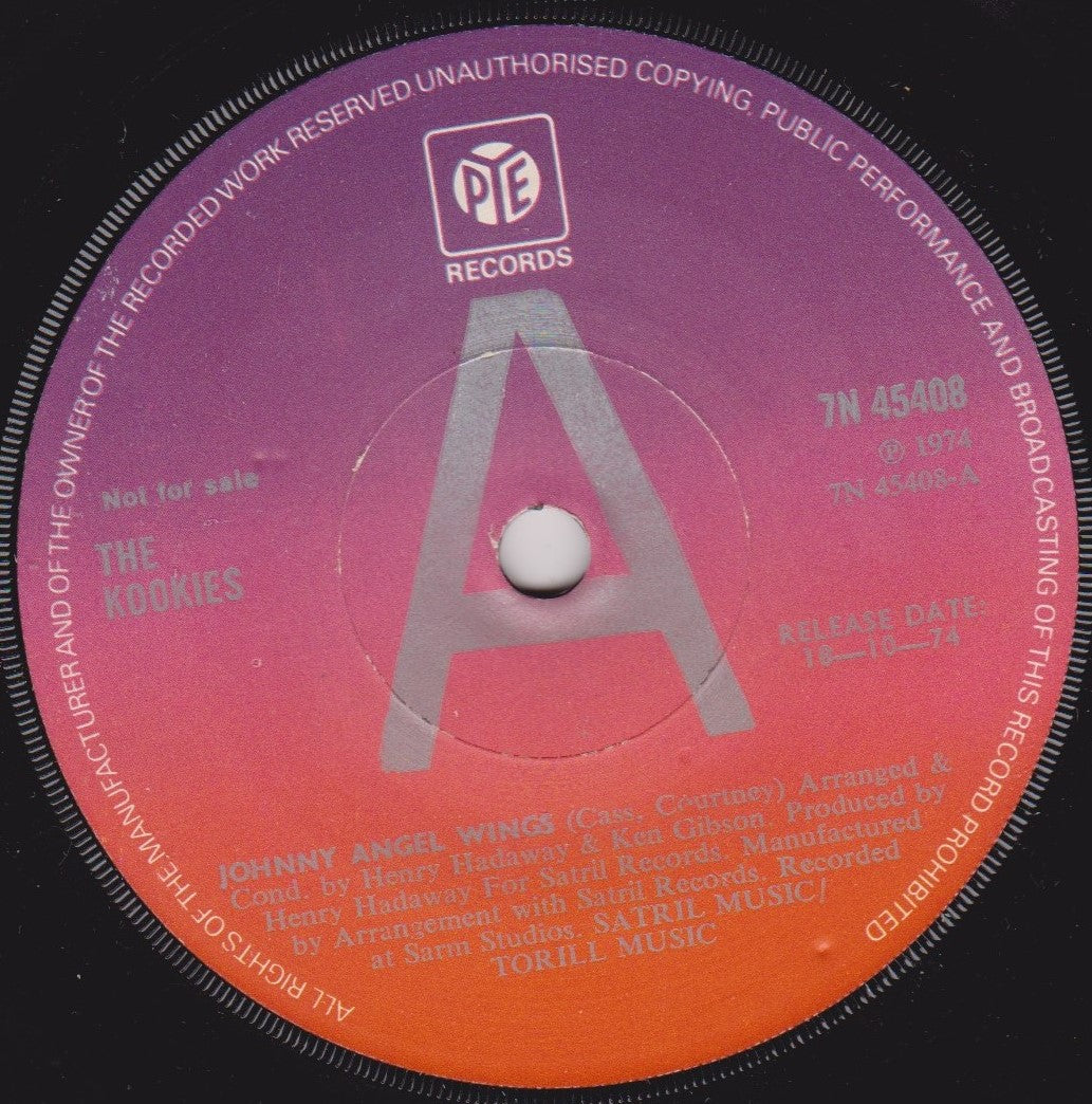 The Kookies - Johnny Angel Wings (Pye 1974) 7" vinyl single VG/VG promo