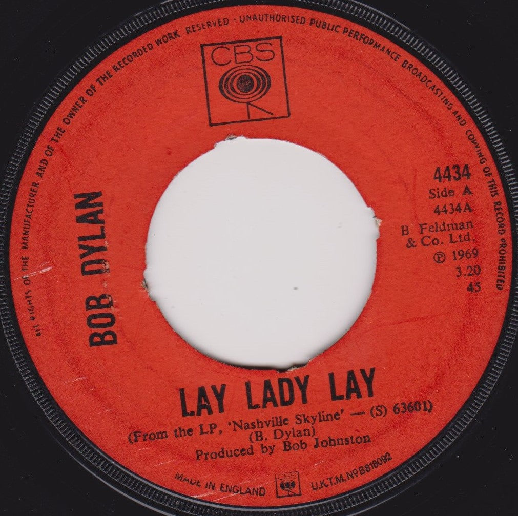 Bob Dylan – Lay Lady Lay (CBS 1969) 7" vinyl single G+/-