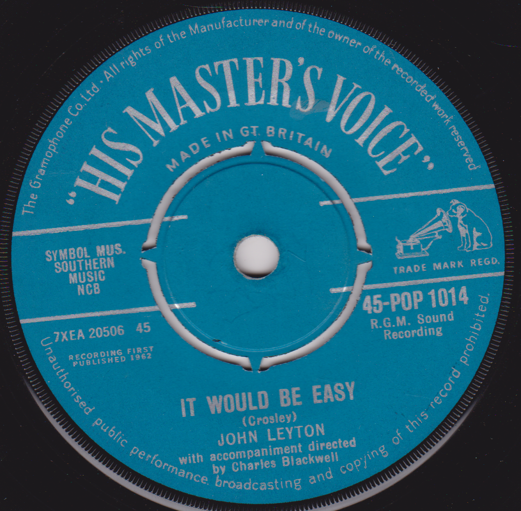 John Leyton - Lonely City (HMV 1962) 7" vinyl single VG/-