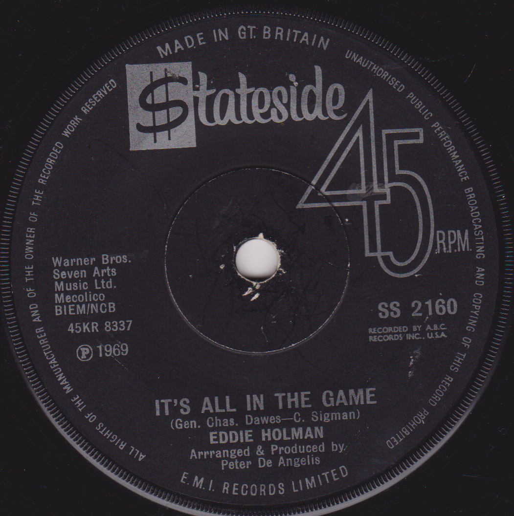 Eddie Holman – (Hey There) Lonely Girl (Stateside 1970) 7" vinyl single VG/-