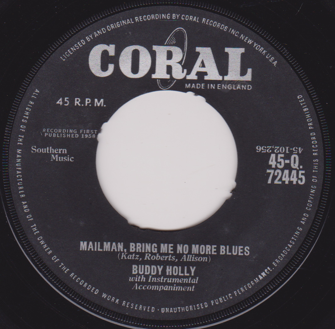 Buddy Holly – Look At Me (Coral) 7" vinyl single VG/- jukebox centre