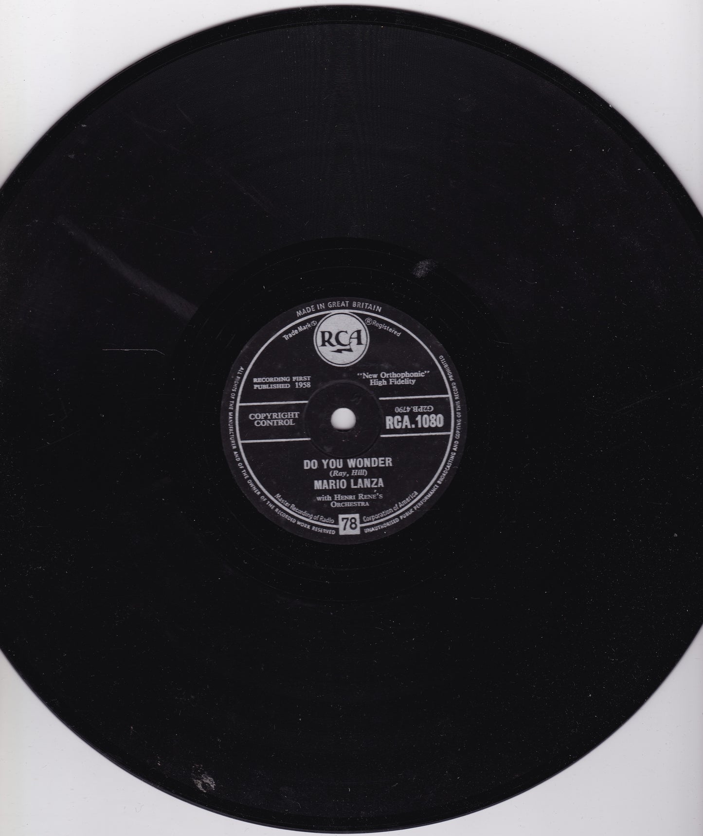 Mario Lanza – Love In A Home / Do You Wonder (RCA 1958) 10" shellac VG/-