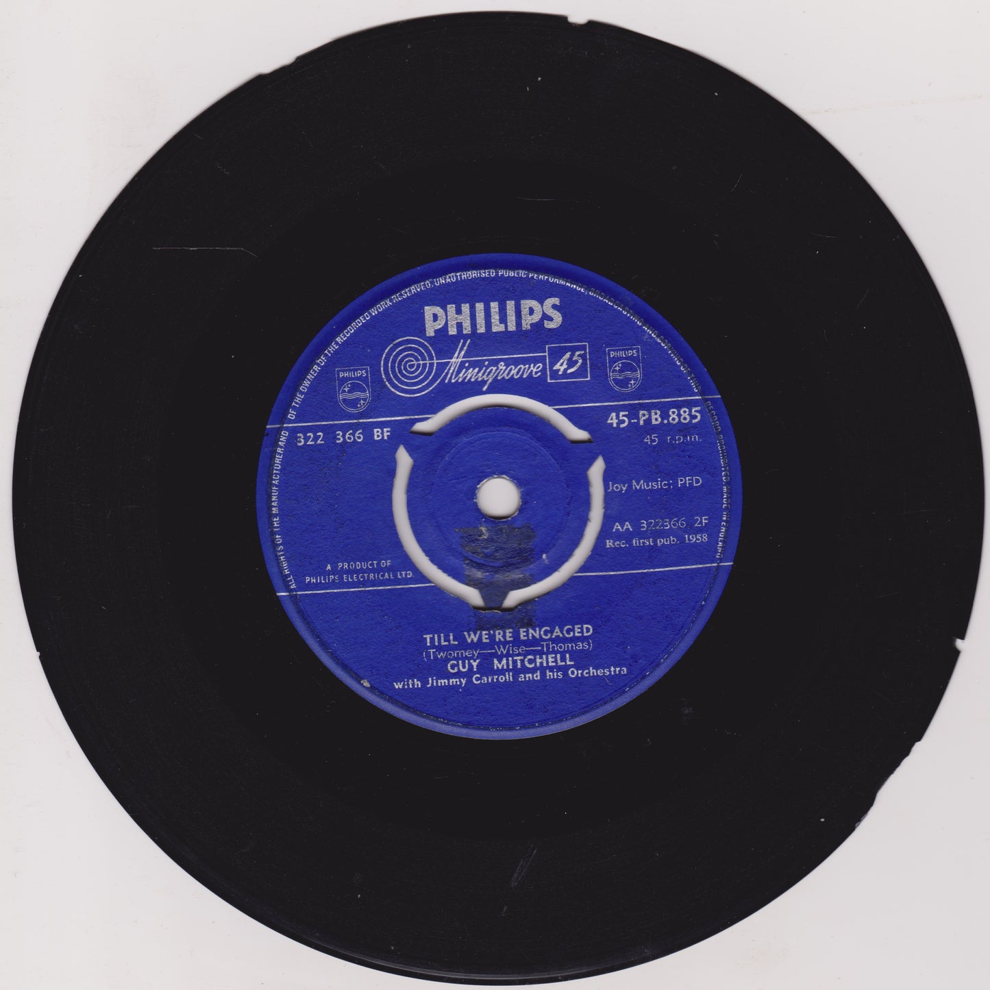 Guy Mitchell – My Heart Cries For You (Philips 1958) 7" vinyl single G+/-