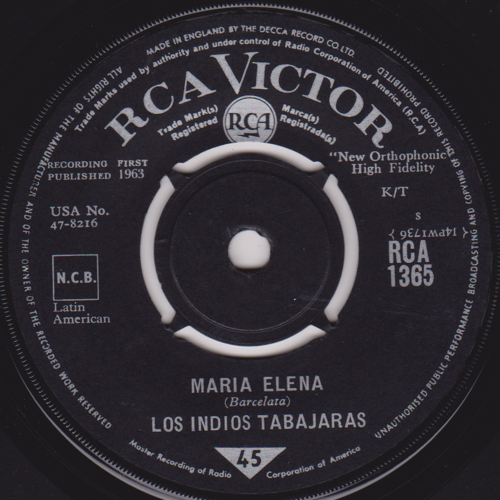 Los Indios Tabajaras – Maria Elena (RCA 1963) 7" vinyl single VG/-