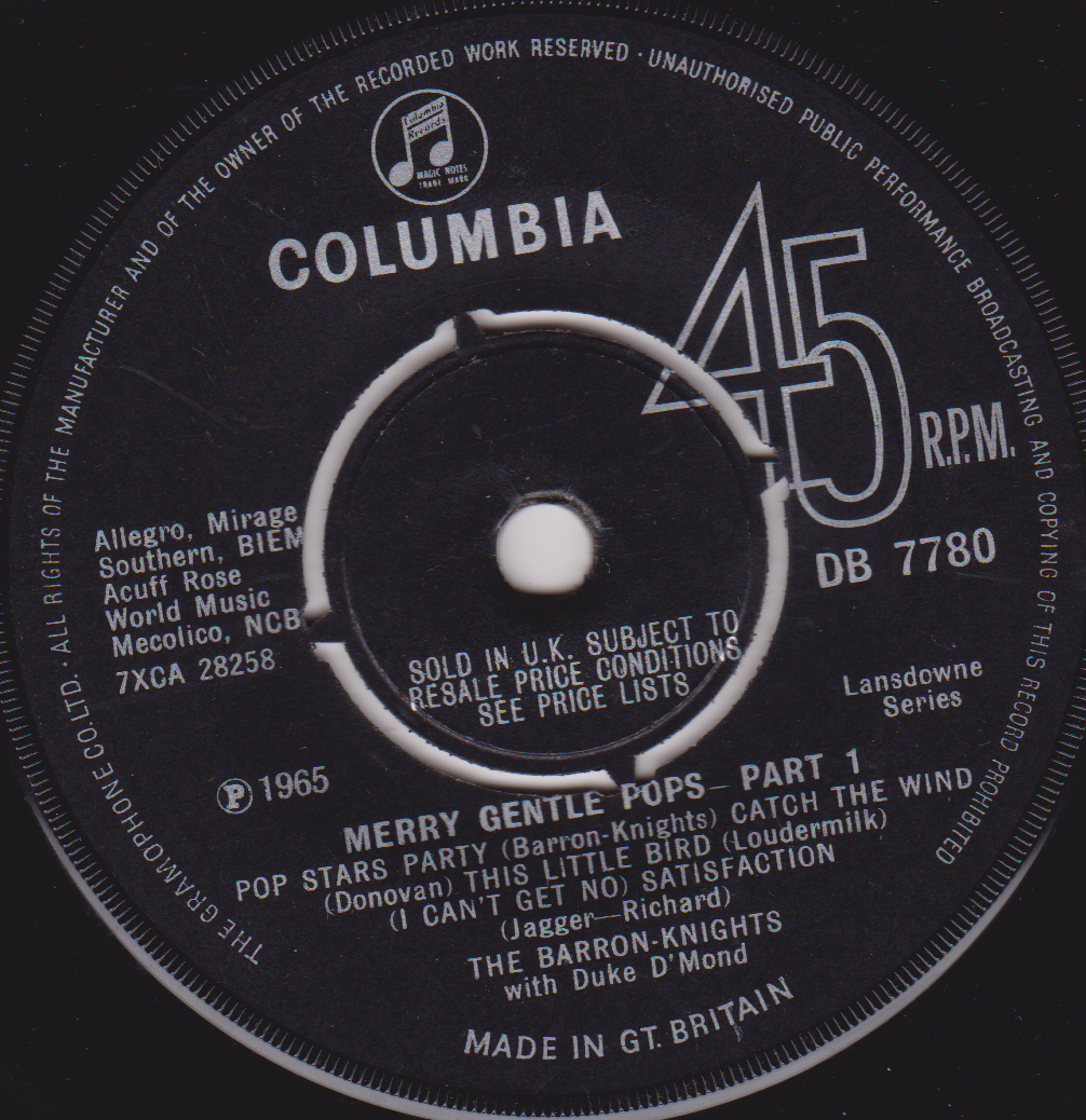 The Barron-Knights With Duke D'Mond – Merry Gentle Pops (1965) 7" vinyl single VG/-