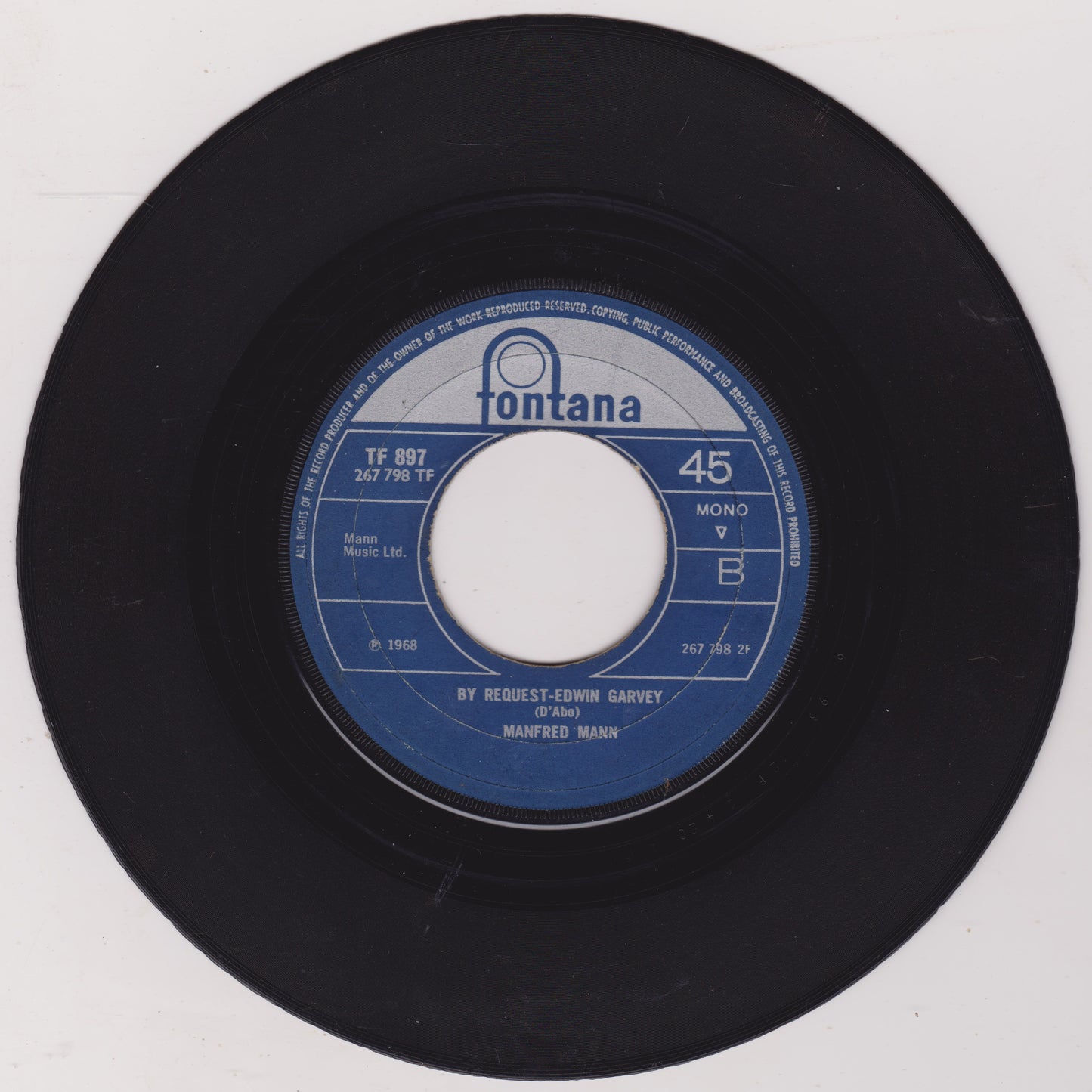 Manfred Mann – Mighty Quinn (Fontana 1968) 7" vinyl single G+/ - jukebox