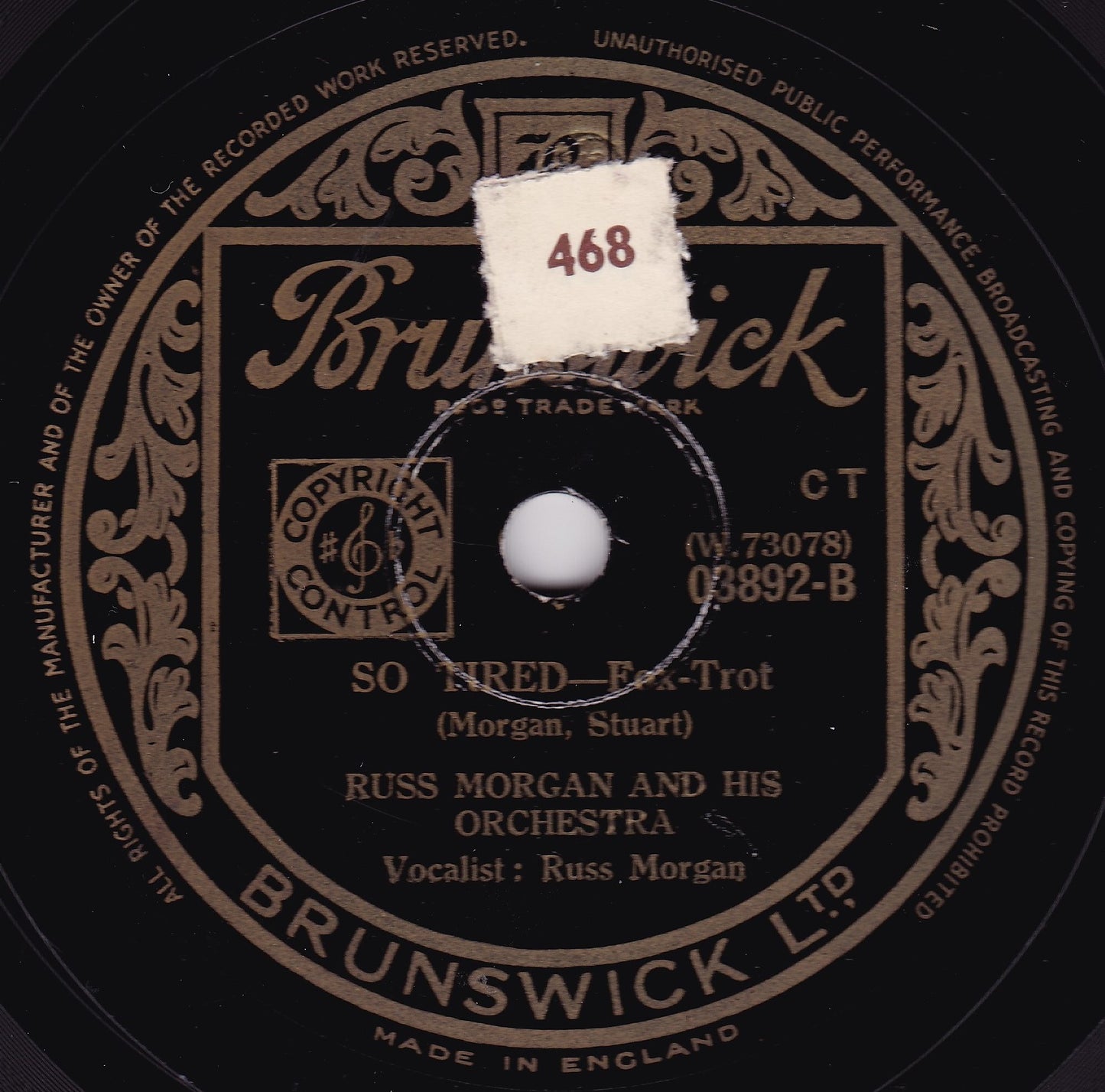 Russ Morgan And His Orchestra – The More We Are Together 10" shellac VG/-