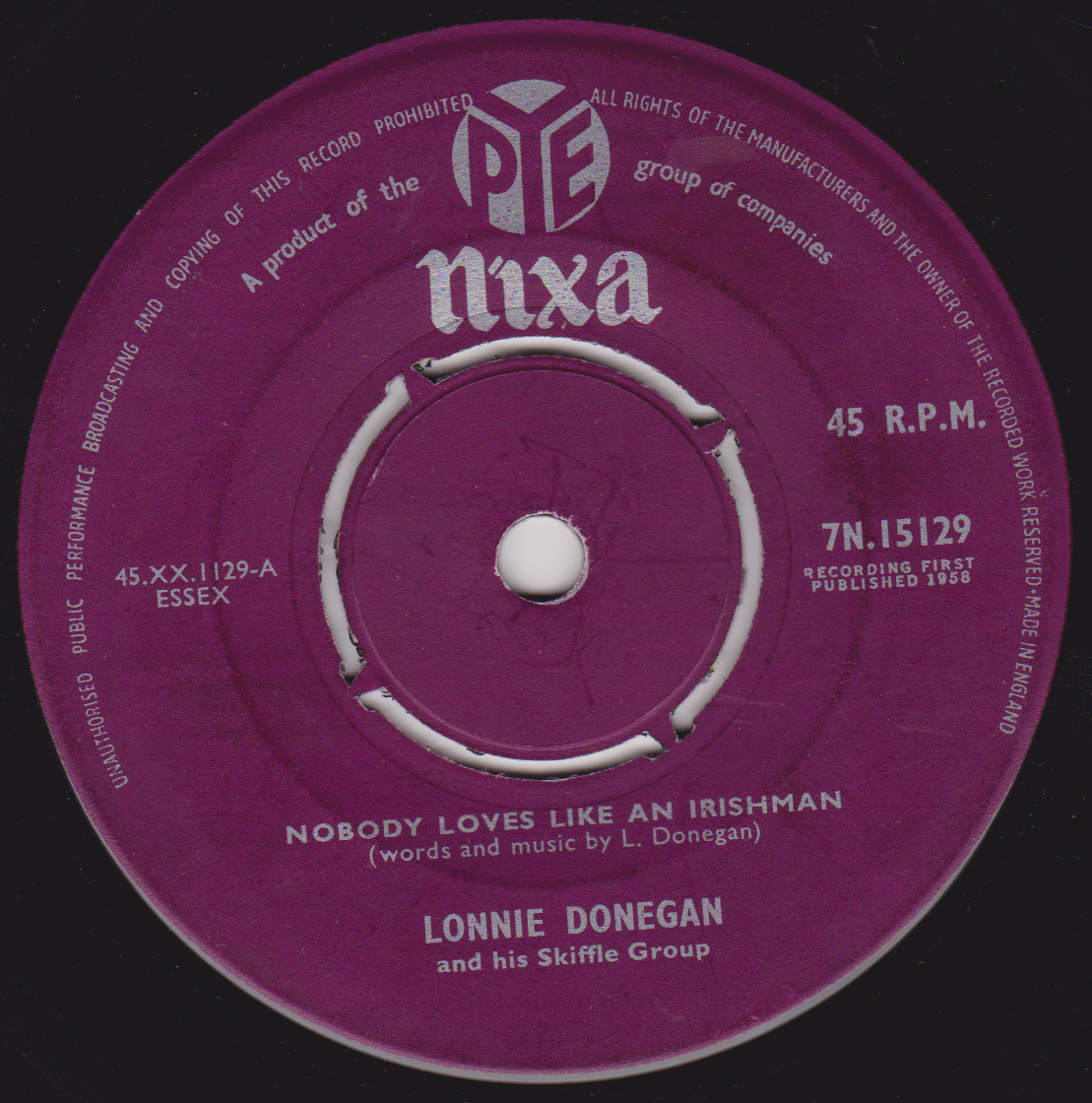 Lonnie Donegan And His Skiffle Group – Nobody Loves Like An Irishman (Pye 1958) 7" vinyl single VG/-